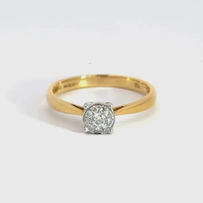 18CT Yellow Gold Diamond Cluster Ring