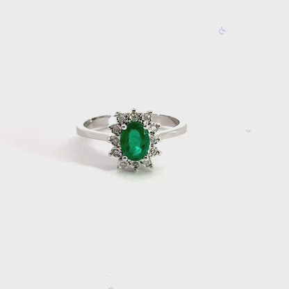 18CT White Gołd 1.00CT Emerald Diamond