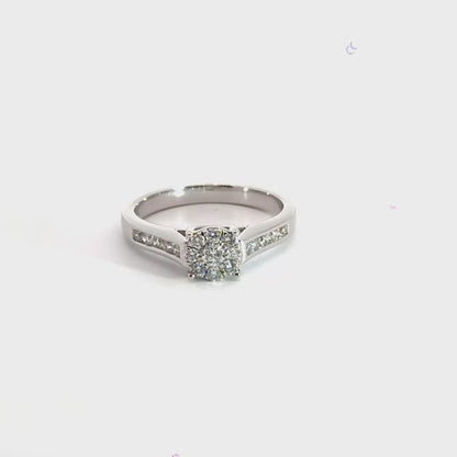 9CT White Gold Cluster Diamond Ring