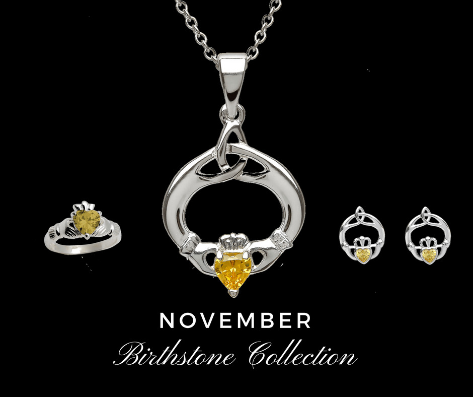 November Birthstone Claddagh Ring Sterling silver claddagh birthstone ring Aces Jewellers 