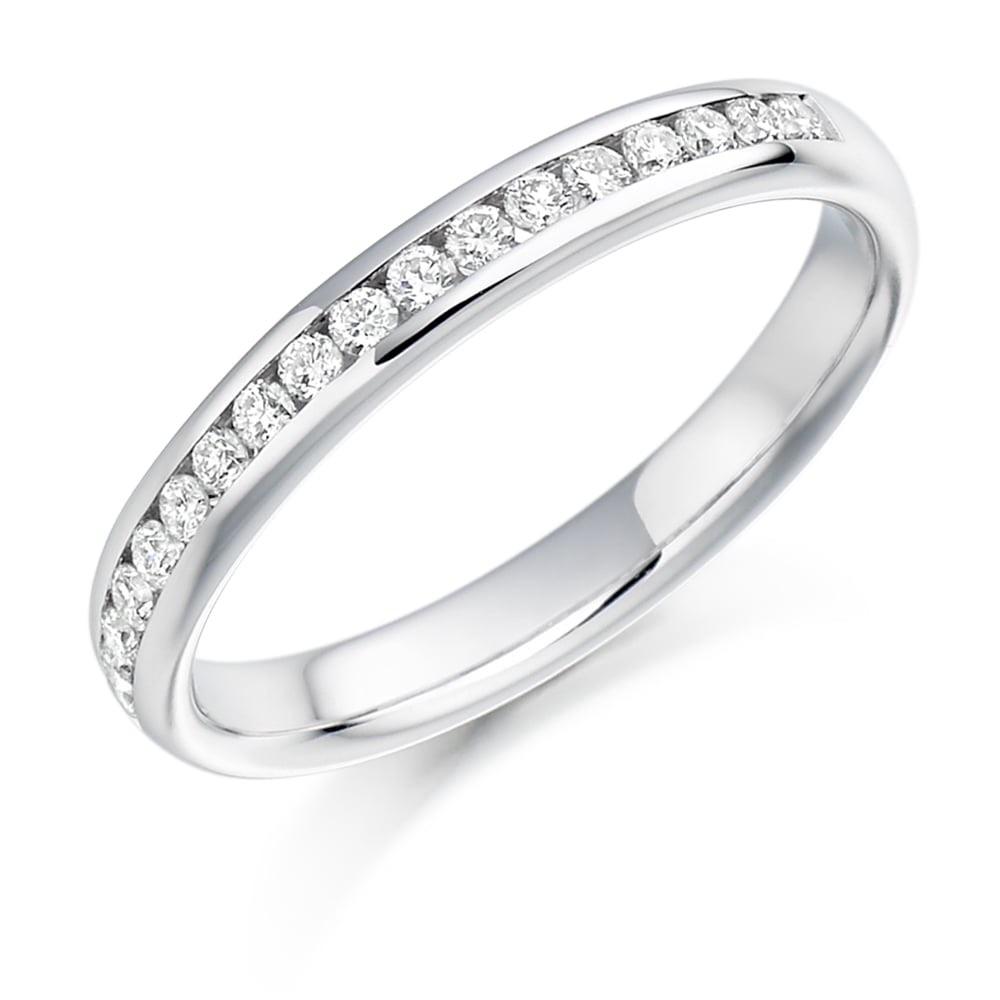 18ct white gold diamond channel set eternity ring/ wedding band Aces Jewellers 