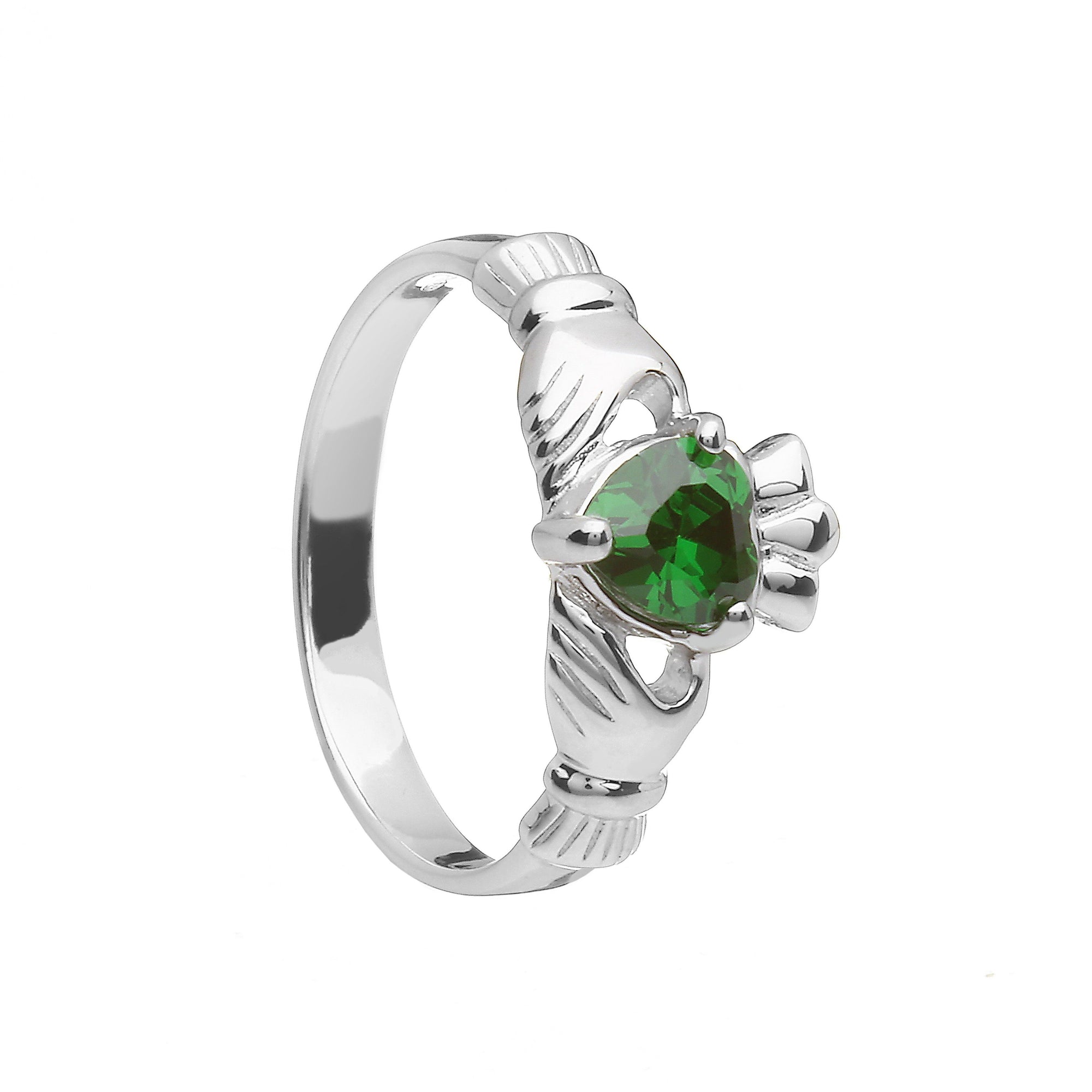 Sterling silver birthstone ring Sterling silver claddagh birthstone ring Aces Jewellers 