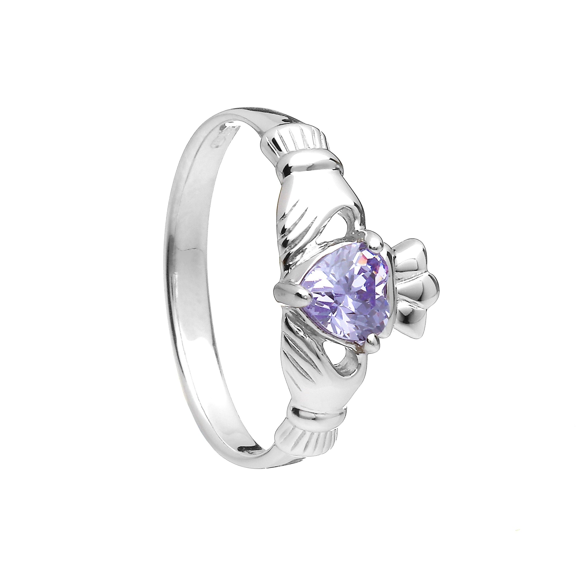 June Birthstone Claddagh Ring Sterling silver claddagh birthstone ring Aces Jewellers 