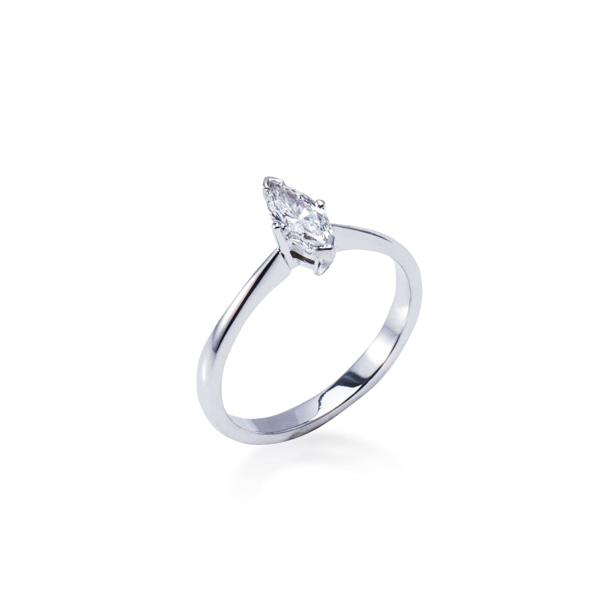 Platinum Solitaire Marquise Shaped Claw Set Diamond Ring Aces Jewellers 