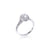 18ct white gold and diamond ring; comprising of a central oval-cut diamond in a four-claw setting within a fine diamond-set halo surround and open shoulders. Aces Jewellers 