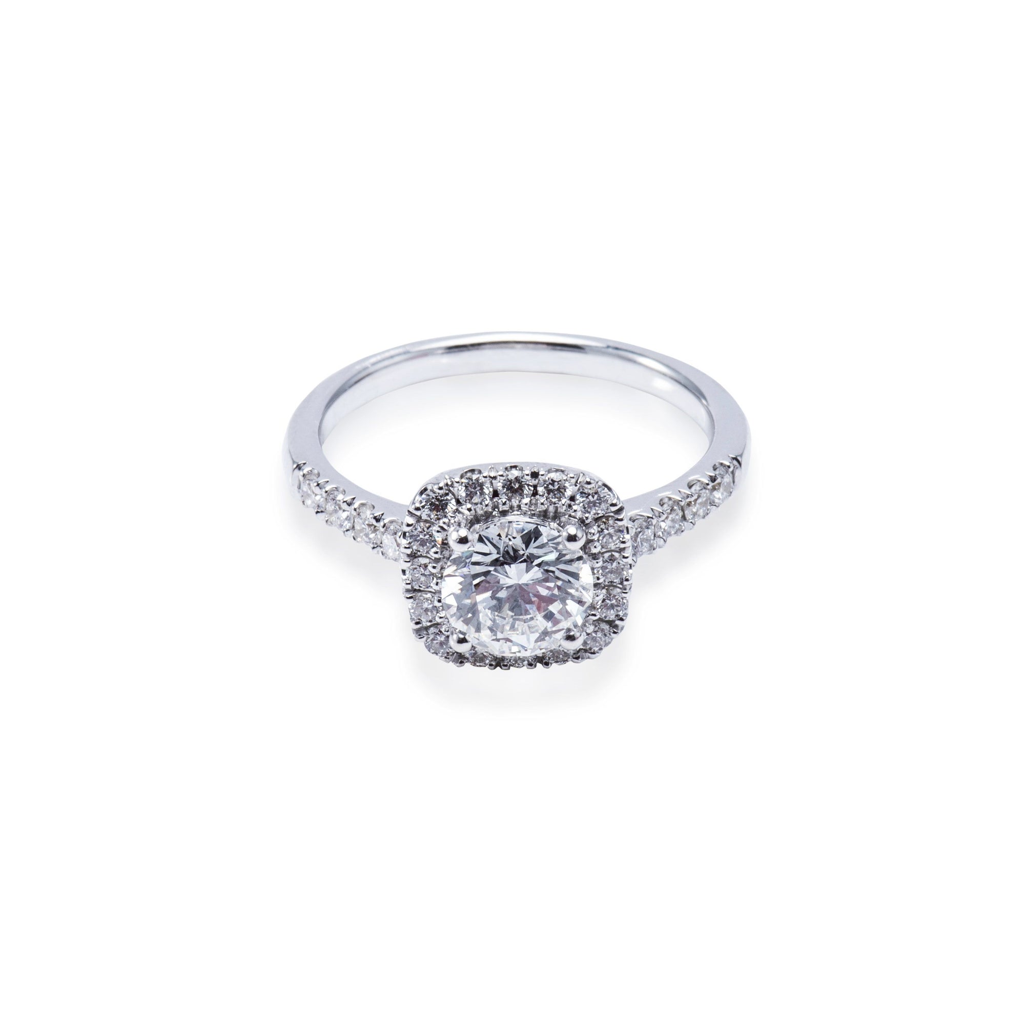 18CT WHITE GOLD DIAMOND HALO STYLE DIAMOND ENGAGEMENT RING Aces Jewellers 