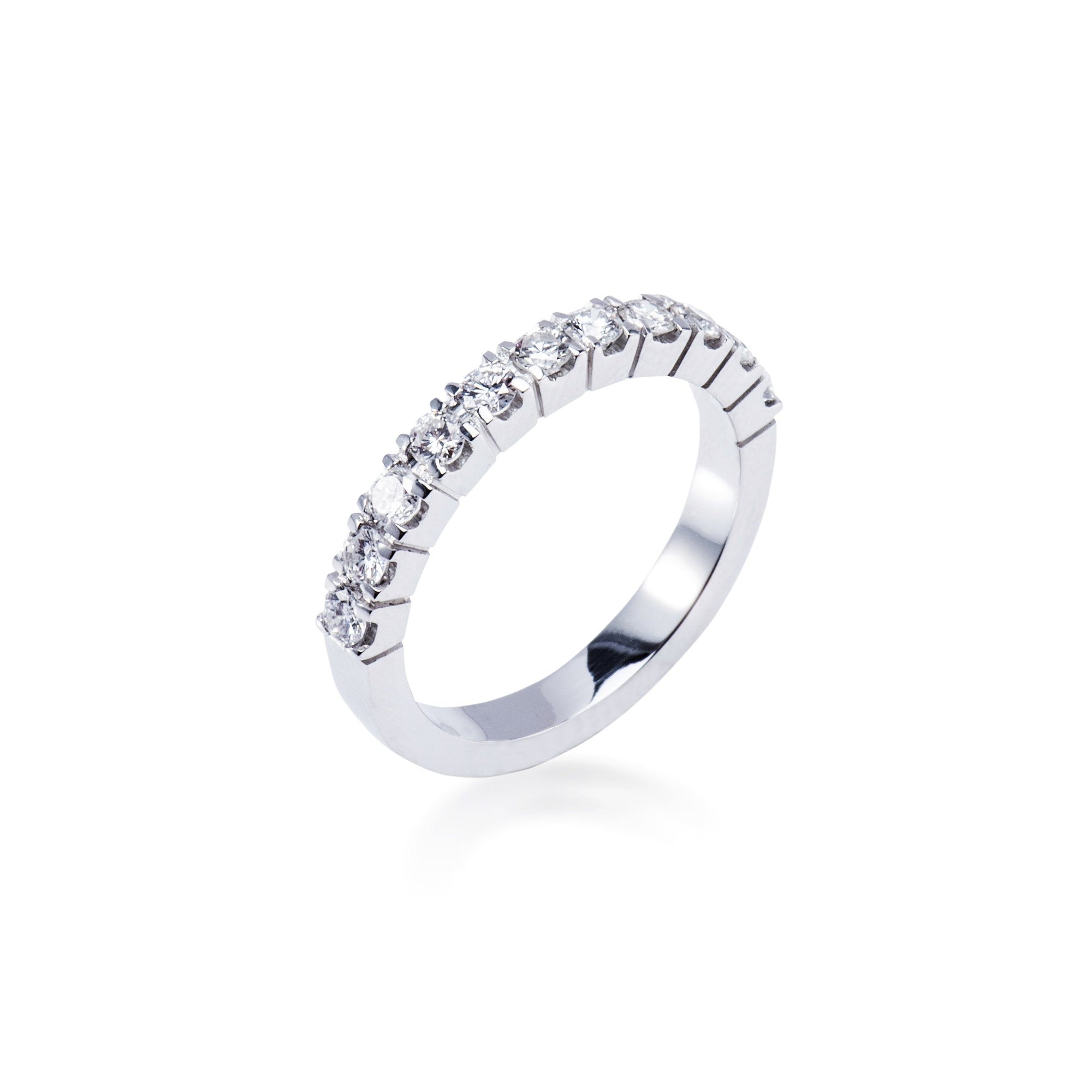 18CT WHITE GOLD DIAMOND ETERNITY RING WITH ROUND CUT DIAMONDS. Aces Jewellers 