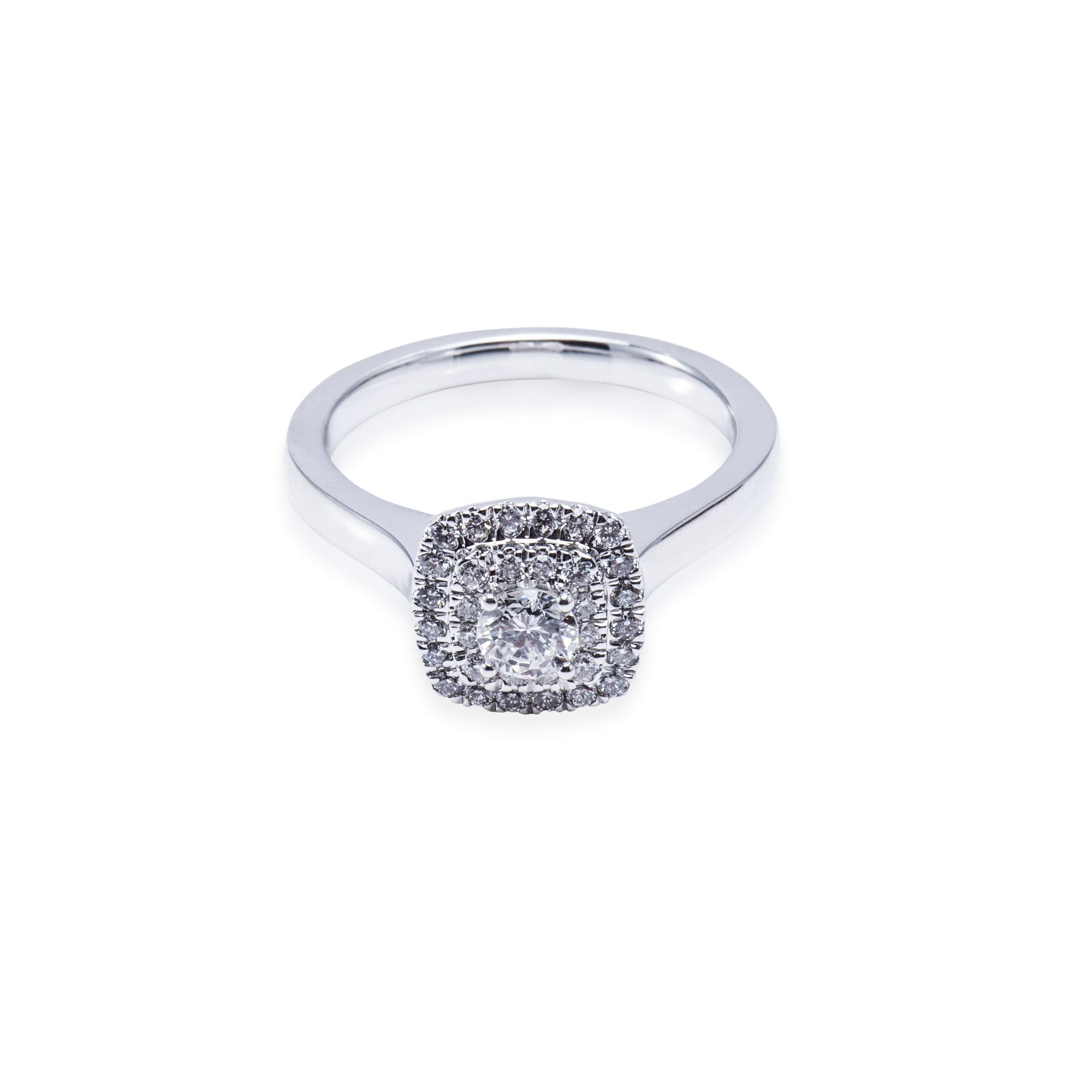 18CT WHITE GOLD HALO STYLE DIAMOND RING Aces Jewellers 